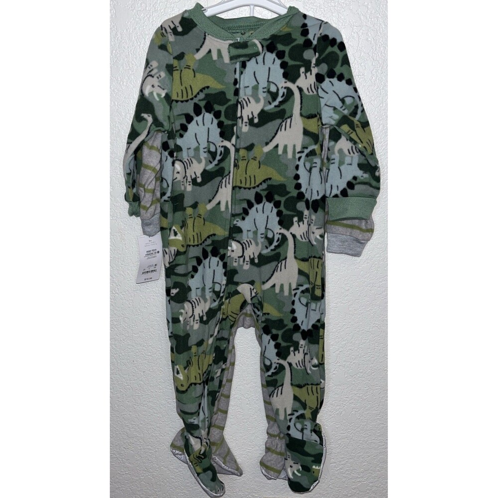 Dinosaur Footed Fleece Pajamas Just one you by Carters Boy Sz 18 Months Lot Of 2